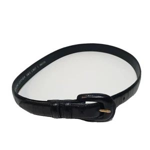 Vintage Valerie Stevens Waist Belt L Wide Embossed Leather Belt Black Womens  - Picture 1 of 8