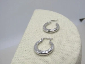 Vintage Sterling Silber Creolen, durchbohrt, 2,23 Gramm, 7/8" lang - Bild 1 von 8