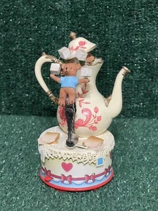 Vintage Enesco Mini Musical Teddy Bears Tea For Two Small World Of Music 1997. - Picture 1 of 4