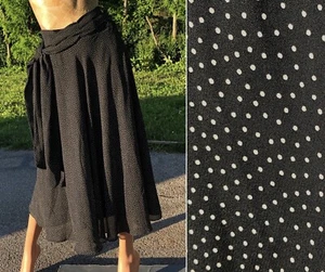VTG 90s COUNTERPARTS Black w/White Microdot Full Midi Skirt Sash Tie Side~6~EVC - Picture 1 of 9