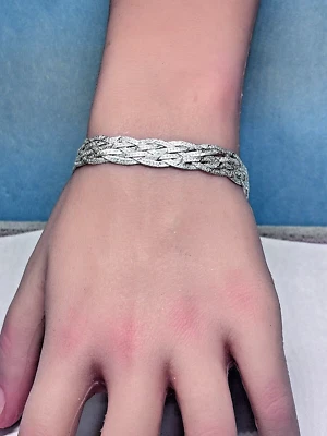 Vintage Sterling Silver Italy Made Herringbone Chain Bracelet 10.9g 8.5'' - Image 1 of 4