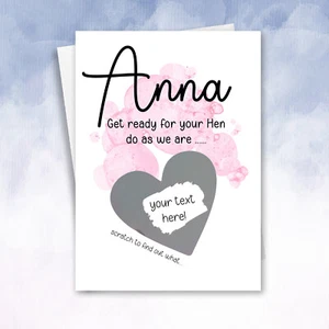 Personalised Hen do Surprise card scratch Hen night card for bride to be - Picture 1 of 9