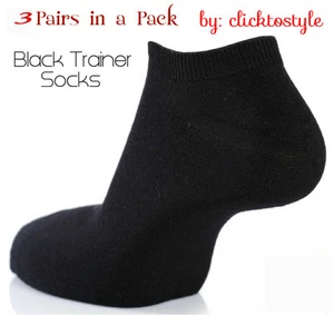3 PARES CALCETINES TOBILLEROS MUJER NEGROS TRANSPIRABLES CALIDAD ENTRENADOR FORRO REINO UNIDO TALLA 4-7 - Imagen 1 de 1