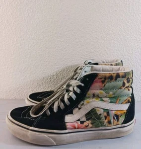 Vans Sk8 Hi Digi Aloha Black White Floral Sneakers Shoes, Women’s Size 8 - Picture 1 of 8
