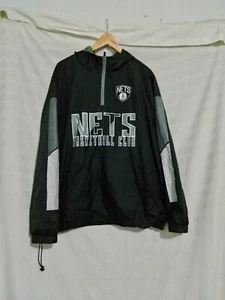 nba basketball nets light jacket size large black (BX1379) - Picture 1 of 7