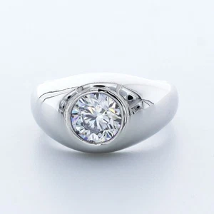 2.09 Carat E-VS2 Round Cut Natural Certified Diamond 14k Gold Classic Men's Ring - Picture 1 of 7