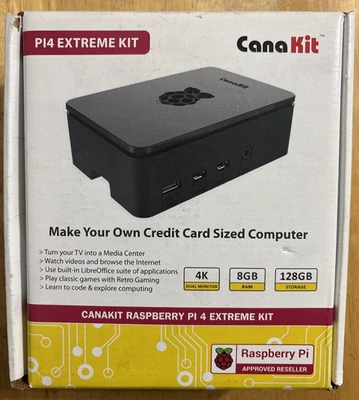 CanaKit Raspberry Pi 4 Extreme Kit 4K 8GB RAM 128GB... S&H GRÁTIS! - Imagem 1 de 4