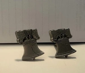 Pewter Liberty Bell Cufflinks Patriotic Men’s - Picture 1 of 3