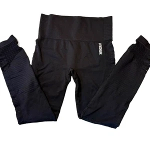 Gymshark SCHWARZ Energy+ LEGGINGS nahtlos 7/8 hohe Taille Ausschnitt 24" Schrittlänge Größe M - Bild 1 von 10