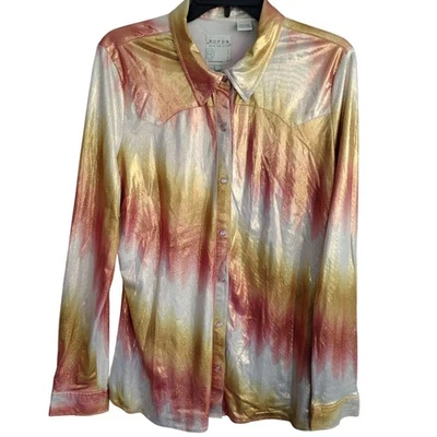 Camisa Western Roper Ombre Brillo Manga Larga Botón a Presión para Mujer XL Foto 1 de 4