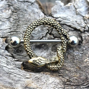 PAIR of Gold Plated Golden Snake Nipple Shield - Picture 1 of 3