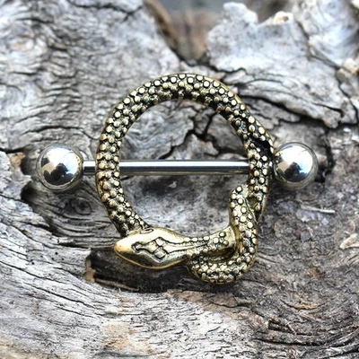 PAIR of Gold Plated Golden Snake Nipple Shield - Image 1 of 3
