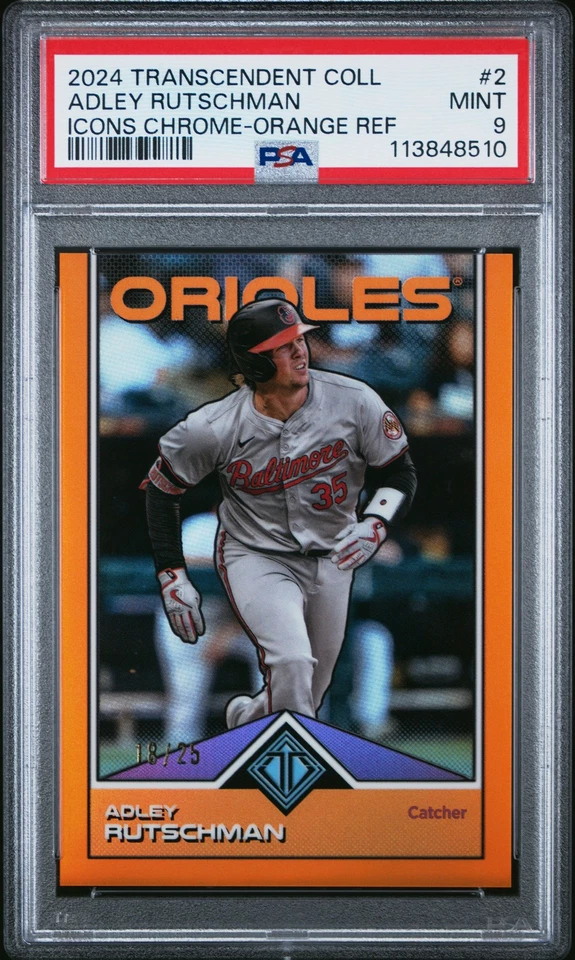 2024 Topps Transcendent Adley Rutschman Orange Refractor /25 #2 PSA 9 - Image 1 of 2