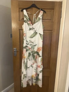 Warehouse summer cream dress Size 12 sleeveless floral design - Picture 1 of 6