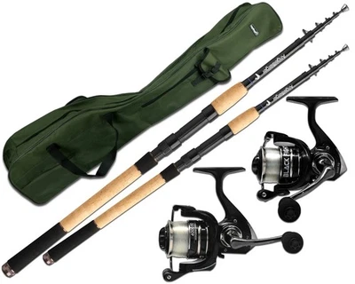 ANGEL-BERGER Angel Berger Angelset Komplettset 2 Teleskopruten Rollen Rutentasche Angelrut...