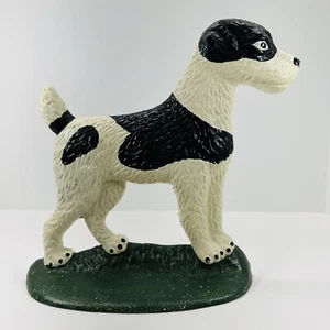 Vintage schwarz-weiß Foxterrier Gusseisen Hund Türstopper Figur 10,5x11 Zoll - Bild 1 von 19