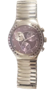 Reloj para mujer Swatch YCS488G Caviar D'Aubergine esfera púrpura fecha - Imagen 1 de 3