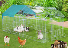 X-Large Galvanized 87â€�x41â€� Outdoor Chicken Coop Run Metal Pet Enclosure Playpen