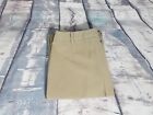 Prada ITALY Women's Beige Khaki Flat Front Poly Spandex Dress Casual Pants Sz 42