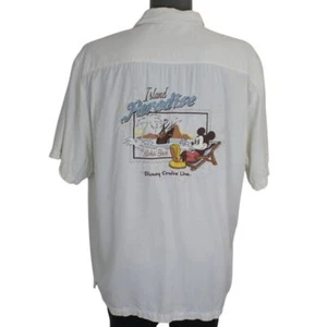 Vintage Disney Cruise Lines Mickey Mouse Embroidered Rayon Hawaiian Camp Shirt - Picture 1 of 7