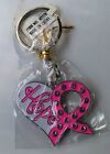 Breast Cancer Awareness -Hope Heart With Pink Ribbon Metal 2" Key Chain Key Ring