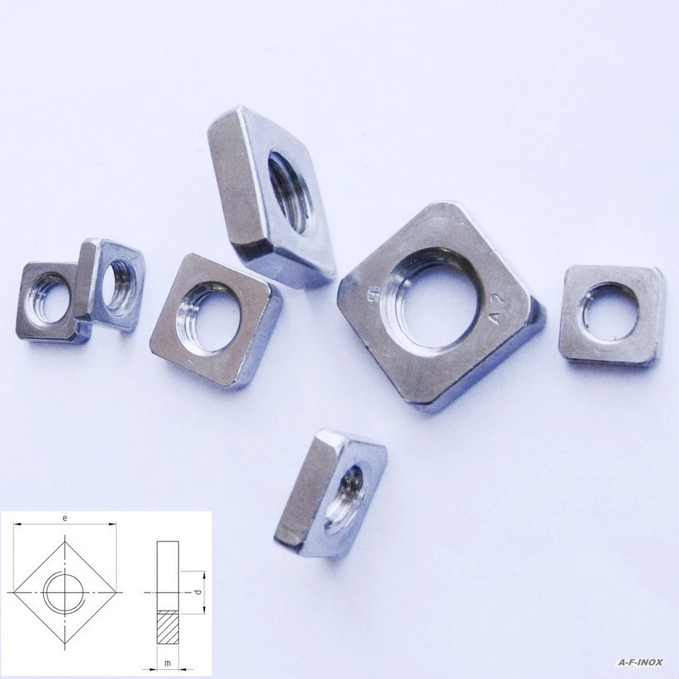 Vierkantmutter Niedrig 562 Edelstahl VA FLACH 4-Kant-Mutter M2 M3 M4 M5 M6 M8 N - Bild 1 von 1