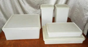 Contenedores de almacenamiento Tupperware blancos transparentes vintage ~ años 50 #794 290 1314 166 - Imagen 1 de 9