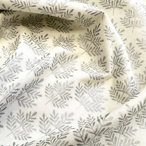 Christmas Fabric - Metallic Silver Sprig Leaf on Cream - Craft Fabric Material - Picture 1 of 6