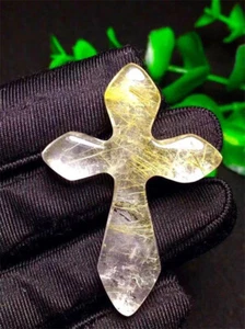 10g Rutilo Natural Tallado Crucifijo Colgante Mineral Espécimen Reiki Curar Regalo - Imagen 1 de 6