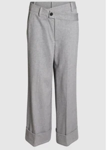 Venroy Cuffed Wide Leg Wool Pants Size M Tweed Wide Leg Cuffed Grey Brown - Picture 1 of 16