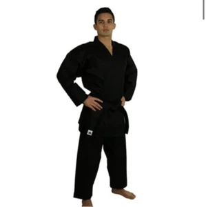 Conjunto superior e inferior de uniforme de karate Adidas negro con logotipo Bushido K240B sin Obi JPN - Imagen 1 de 5