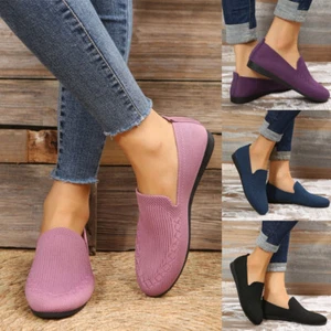 Womens Ladies Sock Trainers Sneakers Slip On Jogging Pumps Plimsole Shoes Sizes - Picture 1 of 14