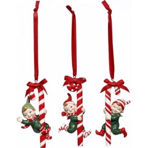 Mark Roberts Christmas 2023 Elves With Candycane Ornament 4'', Assortment of 3 - Picture 1 of 1