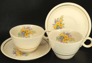 C1940 LOT 2 Universal Cambridge Buttercup & Lavender Teacup Saucer Replacement - Picture 1 of 15