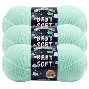 (3 Pack) Lion Brand Yarn 920-168B Baby Soft Yarn, Mint - Picture 1 of 6