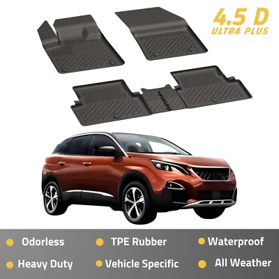 Floor Mats for Peugeot 3008 2016-2023 Floor Liner for Cars Costum Fit Black - Image 1 of 4