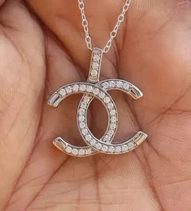 2CT Round Cut Lab Created Diamond Women's  C Cross Pendant 14K White Gold Plated - Picture 1 of 7