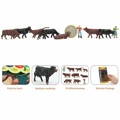 36pcs Model Trains HO Scale 1:87 Brown Black Cows Cattle Shepherd Farm Animals - Image 1 of 4
