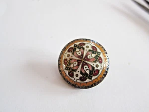 Antiker runder Knopf Cloisonne auf Messing  - Bild 1 von 4