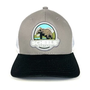 Scheels Montana Bear Gray Black Mesh Snapback Trucker Cap - Picture 1 of 7