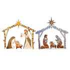 Christmas Nativity Scene Ground Insert Card Stake with LED String Lights Decor