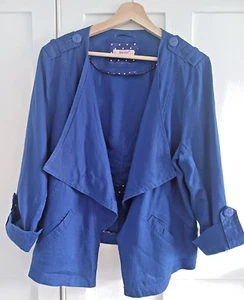 Per Una Royal Blue ladies jacket - linen/flax size 18 - Picture 1 of 14