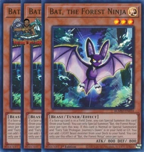 Yugioh! 3x Bat, the Forest Ninja BLMM-EN034 ultra raro primera edición casi nuevo - Imagen 1 de 1