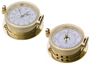 TIDE and TIME CLOCK plus BAROMETER, 116mm BRASS SET, ROYAL MARINER #C622T/C622R - Picture 1 of 5