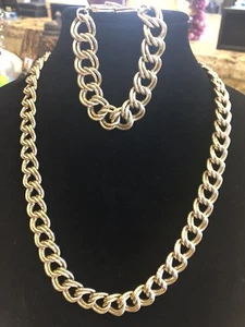 Givenchy Vintage Goldtone Double Link Chain Necklace and Bracelet Set - Picture 1 of 9