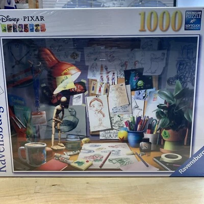 NUEVO Disney Pixar: The Artists Desk - Rompecabezas de 1000 piezas de Ravensburger sellado Foto 1 de 4