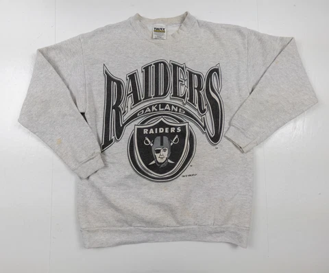Vintage Oakland Raiders Sweatshirt Adult Medium Gray Crew Neck NFL 90s Football Cover