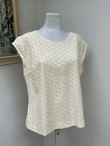Designer Mulberry Cream Broiderie Anglaise Silk Lined Top UK18 BNWOT RRP £295 - Picture 1 of 10