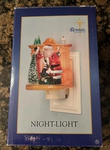 SANTA Delivering Toys Flickering Fireplace HOLIDAY NIGHT LIGHT Roman Lights NIB - Picture 1 of 11