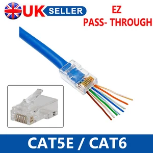 RJ45 UTP EZ GOLD PLATED PASSTHROUGH CAT6 CAT5e NETWORK CABLE CONNECTOR WHOLESALE - Picture 1 of 2